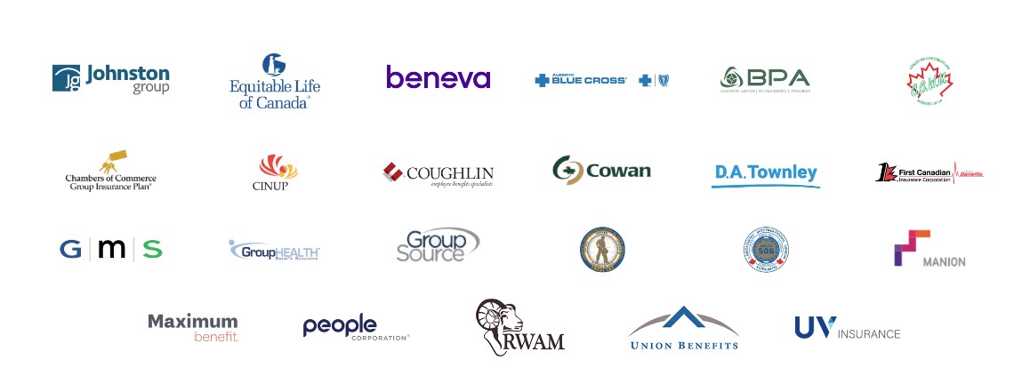 Chiropractor in Waterloo offering direct billing to the insurance company logos shown in this image